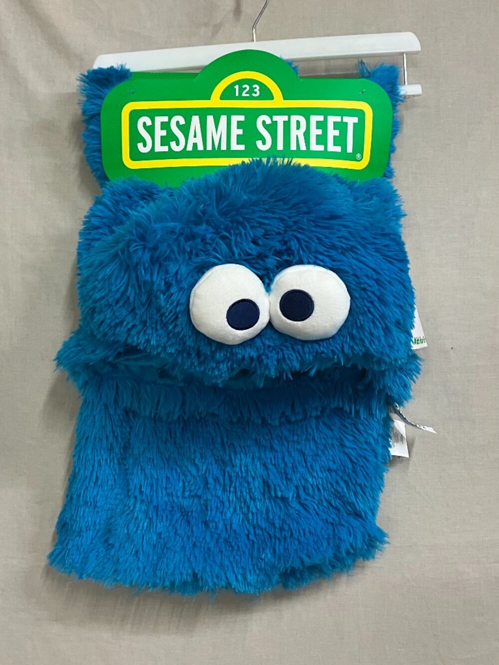 Sesame Street  Faux Fur Hooded Throw Blanket Kids 36x56 Blue Cookie Monster